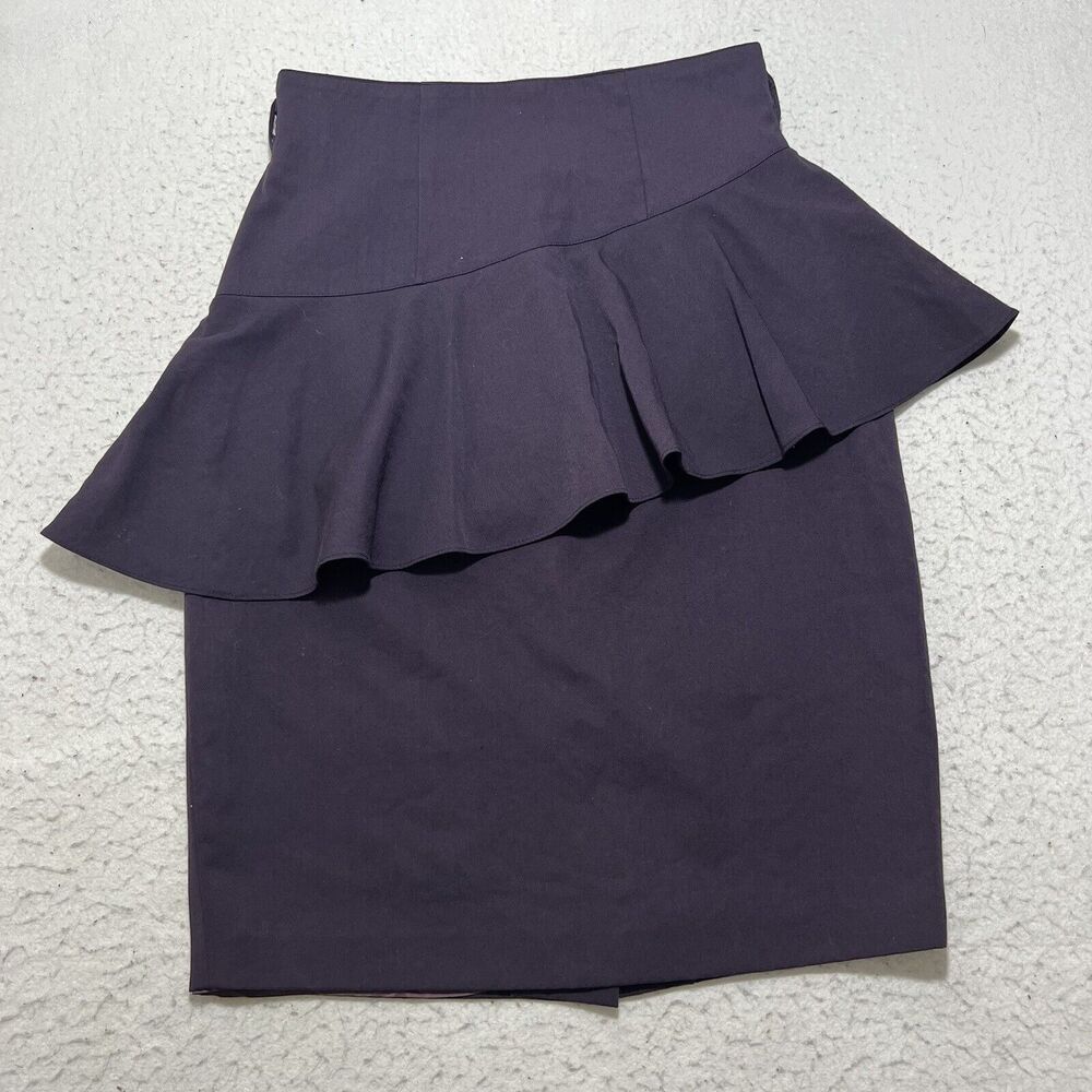 Vivianne Italy Women's 36 Wool Blend Straight/Pencil Flared Career Skirt Purple
